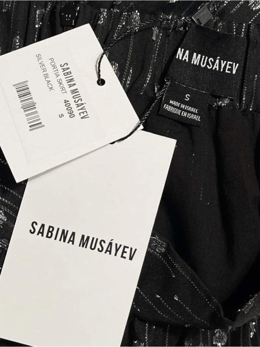 SABINA MUSAYEV Portia Maxi Skirt, Silver Black, Small